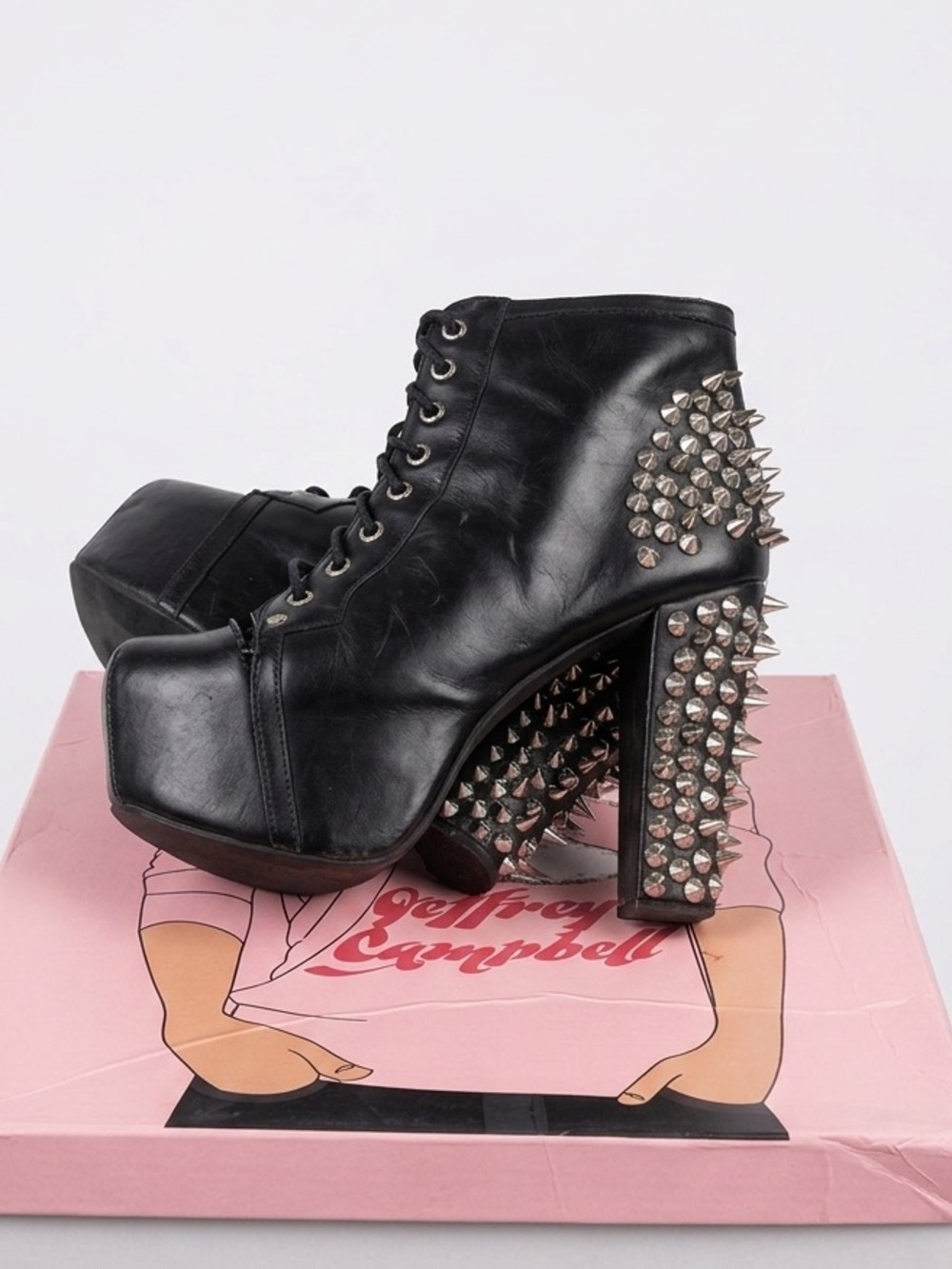 Jeffrey Campbell Leather Studded Litas | Size 7.5  Chunky Platform Ankle Boots